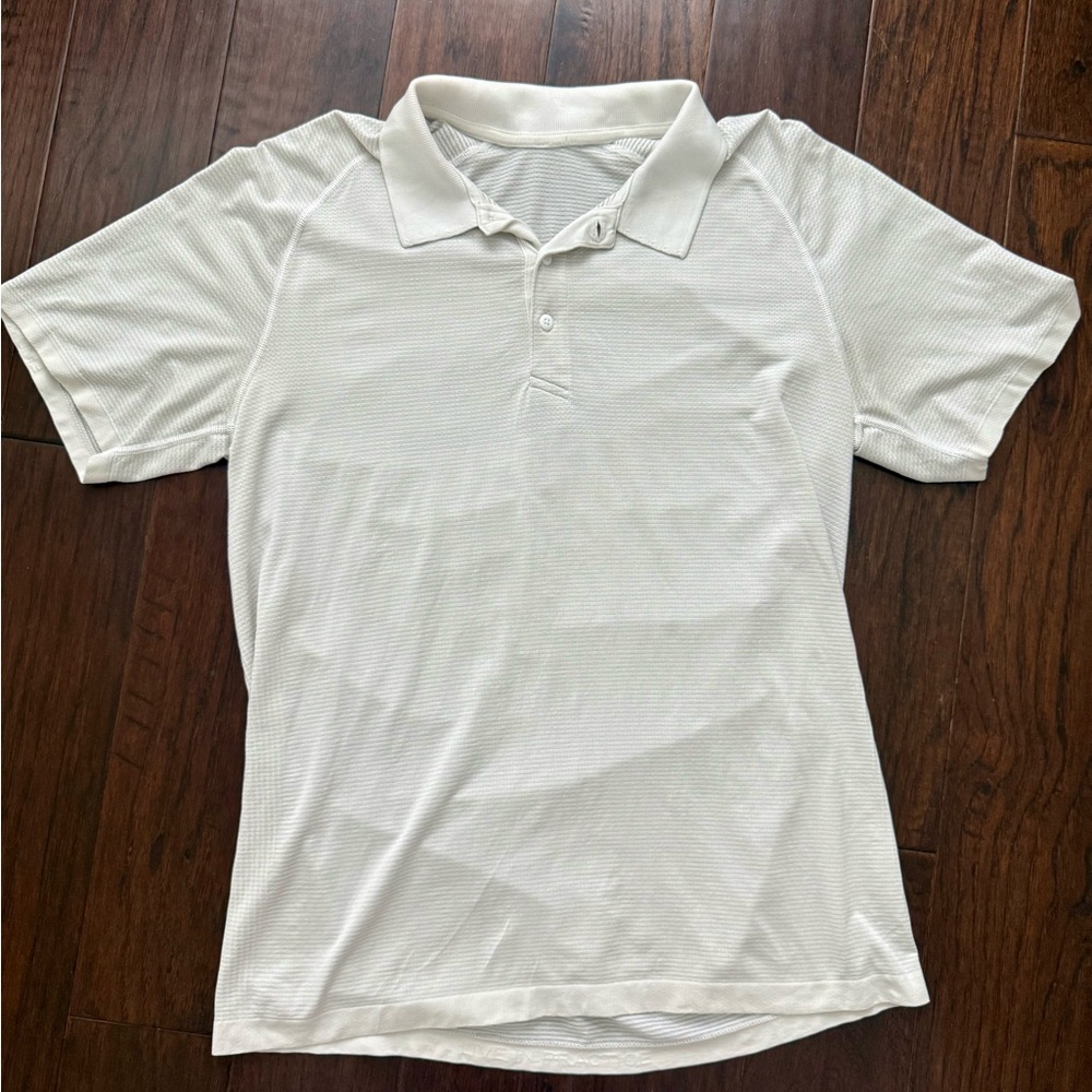 Lululemon Men’s Evolution Short Sleeve Polo Shirt white ivory Large L